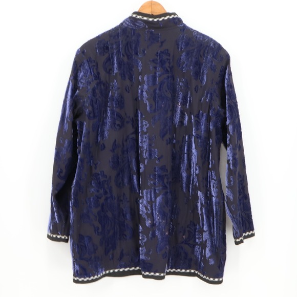 Vintage 90s Koos of Course! Silk‎ Velvet Floral Jacket Reversible Plus Size 1X - Picture 3 of 16